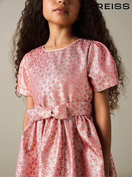 Reiss Pink Leomie 9-13 yrs Floral Fil-Coupé Dress (AB5969) | 485 QAR