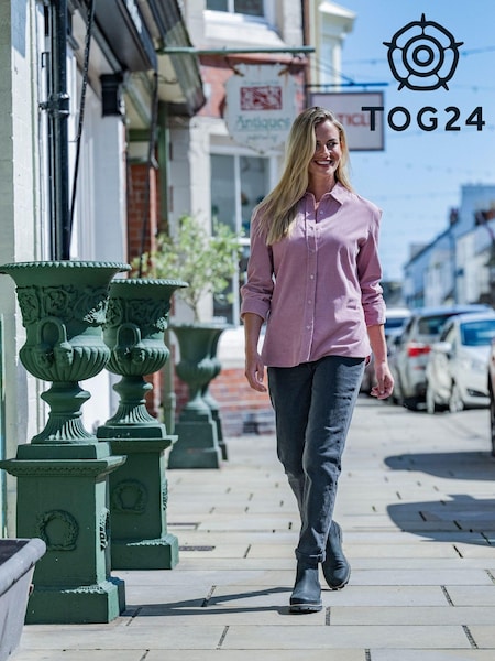 Tog 24 Pink Womens Harby Long Sleeve Faded 100% Cotton Shirt (AB5980) | €34