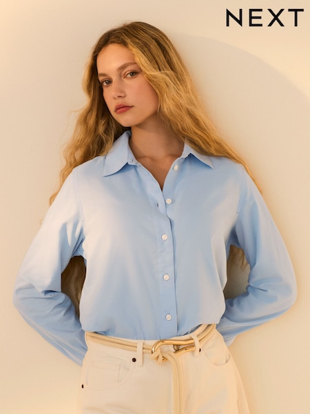 Light Blue Oversized Long Sleeve Oxford Shirt (AB6052) | 919 UAH