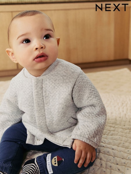 Grey Baby Textured Bomber Jacket (0mths-2yrs) (AB6058) | R$ 135 - R$ 155