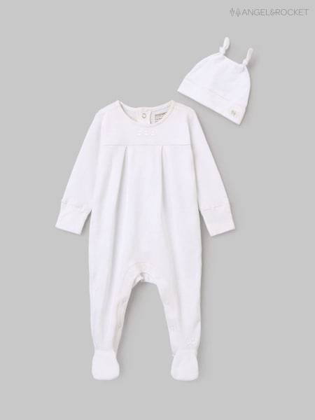 Angel & Rocket White Marcel Cotton Collar Babygrow (AB6094) | €28