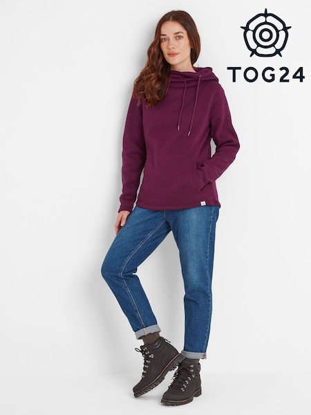 Tog 24 Burgundy Red Womens Acer Knitlook Fleece Hoodie (AB6107) | €27