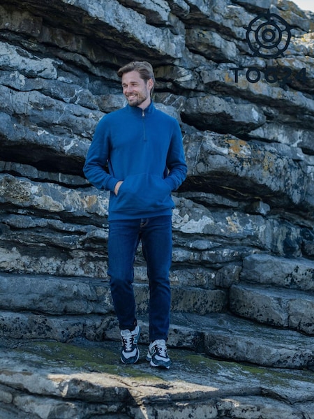 Tog 24 Blue Mens Dorian Quarter Zip Marine Jumper (AB6110) | €64