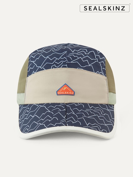 Sealskinz Blue Poringland Waterproof Foldable Peak Printed Hiking Cap (AB6164) | $61