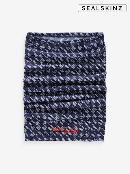 Sealskinz Blue Harpley Water Repellent Mini Wave Print Neck Warmer Snood (AB6166) | ‏101‏₪