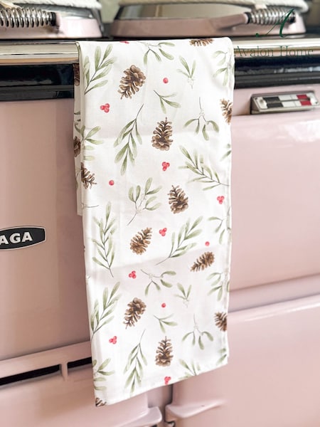 Avalon Home White Red Mistletoe Tea 100% Cotton Towel (AB6199) | 721 UAH