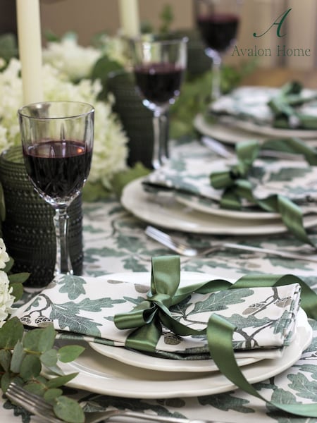 Avalon Home Green Oak 100% Cotton Tablecloth (AB6211) | $153