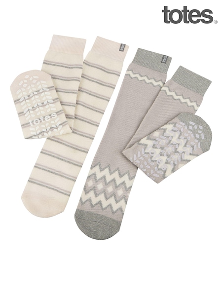 Crema - Totes Original Ladies Slipper Socks 2 Pack (AB6224) | 21 €
