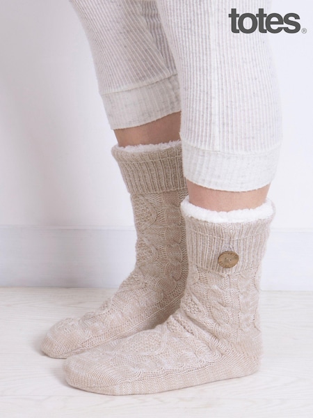 Totes Ladies Knit Slipper Socks with Button (AB6241) | ‏52 د.إ.‏