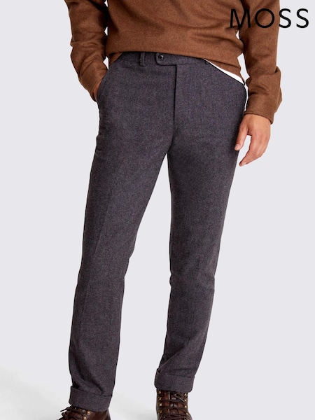 MOSS Grey Tailored Fit Flannel Trousers (AB6361) | €127