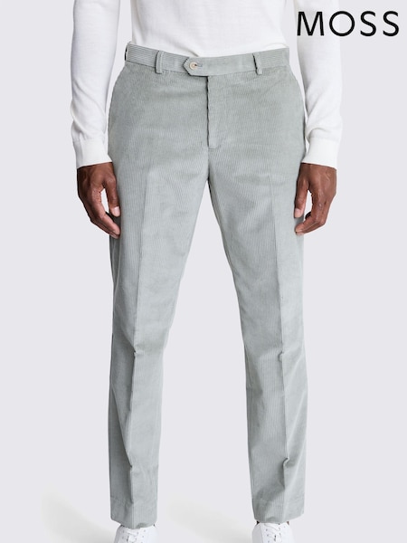 MOSS Grey Tailored Fit Sage Corduroy Trousers (AB6363) | R$ 790