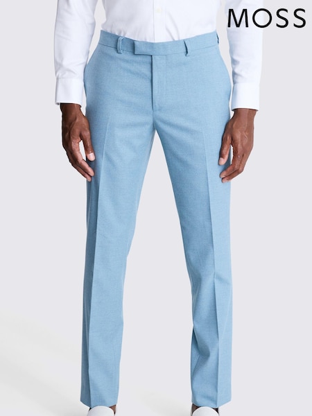 MOSS Blue Slim Fit Flannel Trousers (AB6377) | 198 QAR