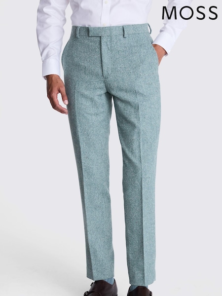 MOSS Blue Tailored Fit Duck Egg Donegal Trousers (AB6380) | 222 QAR