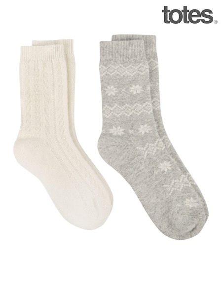 Totes Ladies Cashmere Blend Ankle Socks 2 Pack (AB6393) | ‏101‏₪