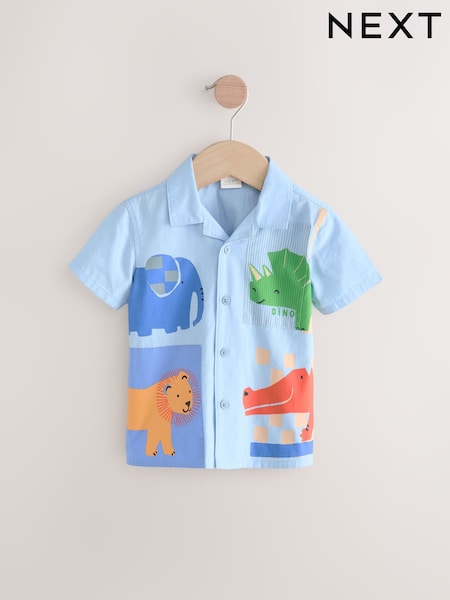 Kevyt Sininen - 100% Cotton Short Sleeves Animal Hotchpotch Printed Shirt (3mths-7yrs) (AB6477) | €22 - €25