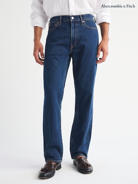 Blue - Regular Abercrombie & Fitch 90s Straight Leg Rinse Denim Jeans