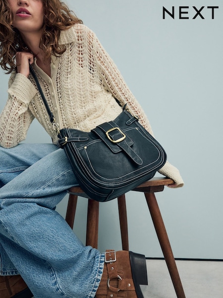 Svart - Buckle Saddle Cross-body Bag (AB6585) | kr550