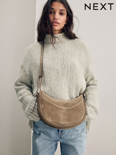 Sand Suede Stud Sling Boho Bag (AB6586) | €51