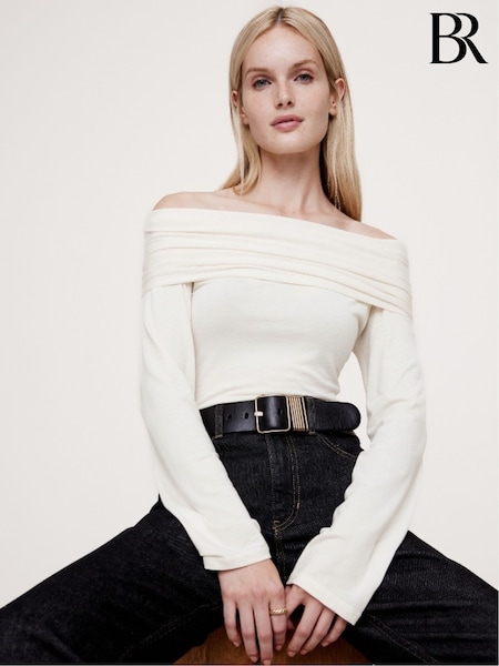 Banana Republic Cream Luxe Wool-Blend Off Shoulder Top (AB6606) | €37