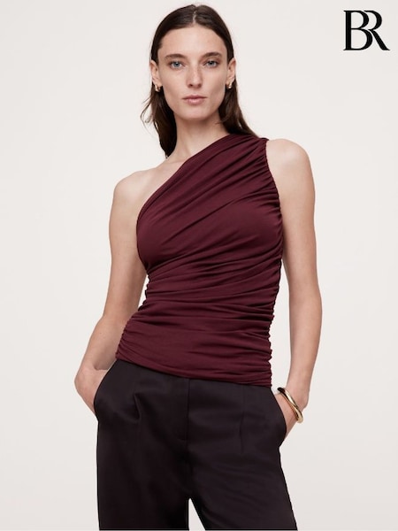 Banana Republic Brown Cotton-Tencela One-Shoulder Top (AB6609) | €37
