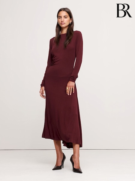 Banana Republic Red Wool-Blend Asymmetric Midi Dress (AB6610) | €121