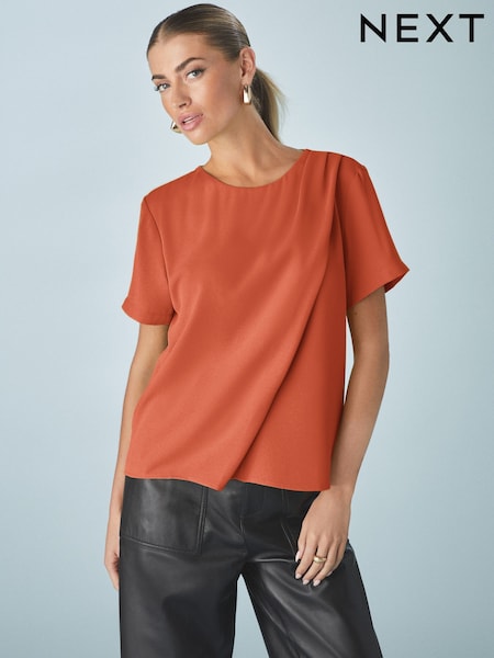 Poltettu Oranssi - Lyhyt hiha Crepe Asymmetric Top (AB6707) | €47