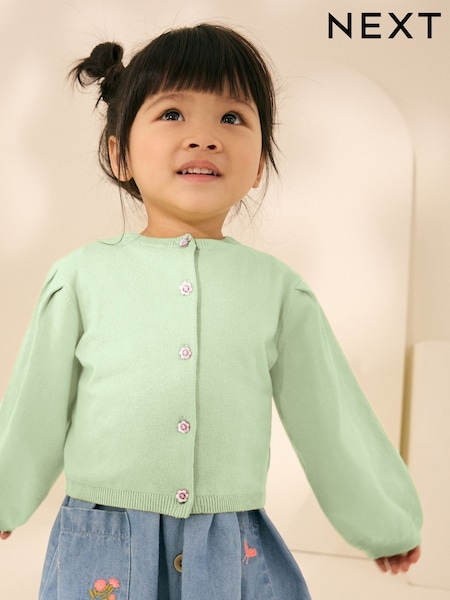 Lime Vihreä - Pleated Sleeve Cardigan (3mths-10yrs) (AB6925) | €14 - €19