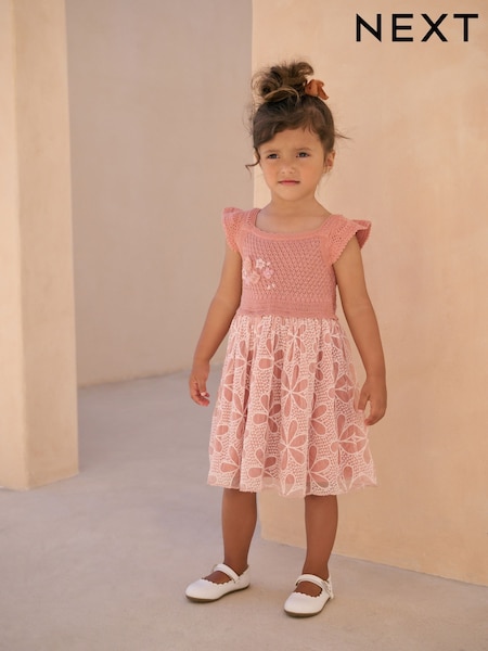 Pink Occasion Knit Dress (3mths-10yrs) (AB6934) | €40 - €48