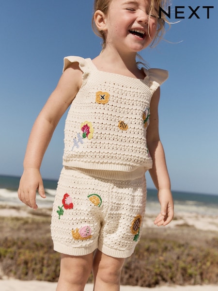 Ecru Crochet Knit 100% Cotton Shorts Set (3mths-7yrs) (AB6935) | CA$68 - CA$79