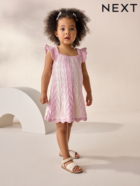 Pink Stripe Swing 100% Cotton Dress (3mths-7yrs) (AB6947) | R$ 185 - R$ 225
