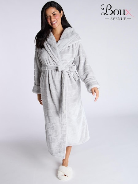 Gris claro - Boux Avenue Stripe Cut Cosy Long Dressing Gown (AB6956) | 92 €