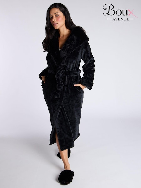 Negro - Boux Avenue Stripe Cut Cosy Long Dressing Gown (AB6969) | 92 €