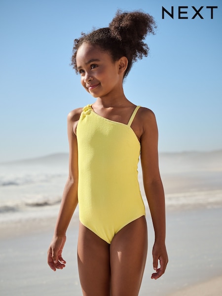Yellow One Shoulder Textured Swimsuit (3-16yrs) (AB6975) | €19 - €26