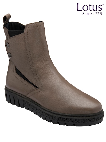 Natural - Lotus Leather Zip-up Ankle Boots