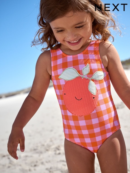 Purple/Orange Check Swimsuit (3mths-7yrs) (AB7043) | R$ 125 - R$ 145