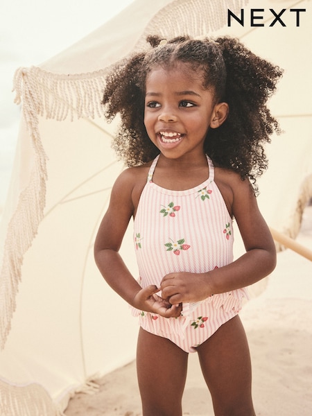 Pink Strawberry Halter Neck Peplum Swimsuit (3mths-7yrs) (AB7044) | €19 - €22