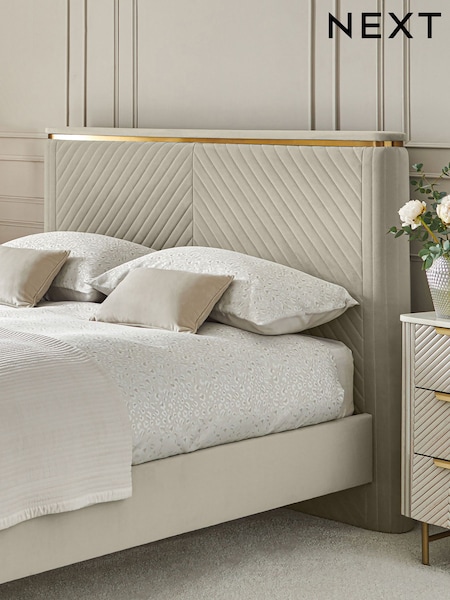Soft Velvet Pebble Valencia Upholstered Bed Frame (AB7060) | €875 - €975