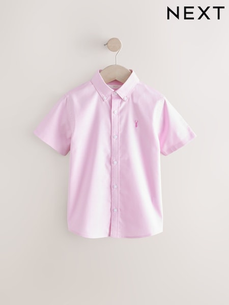 Vaaleanpunainen - Lyhyt hiha Cotton Rich oxford-kangas Paidat (3-16v.) (AB7079) | €16 - €23