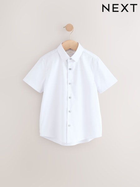 Alb - Short Sleeves Smart Plain Shirt (3-16yrs) (AB7082) | 82 LEI - 119 LEI