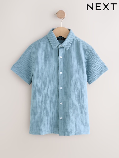 Sininen kaksinkertainen kangas - 100% Cotton Lyhyt hiha Textured Paidat (3-16v.) (AB7096) | €19 - €26