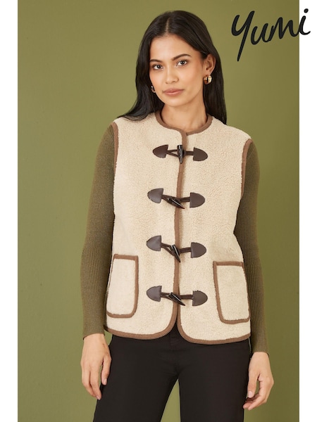 Yumi Borg Gilet With Faux Leather Button Details (AB7116) | 372 LEI