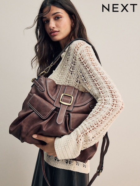 Choklad Brun - Buckle Shoulder Bag (AB7117) | kr650