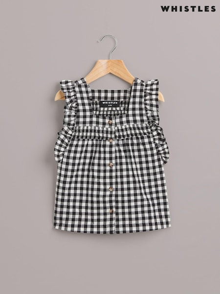 Whistles Kids Gingham Pippa 100% Cotton Top (AB7193) | ‏171‏₪