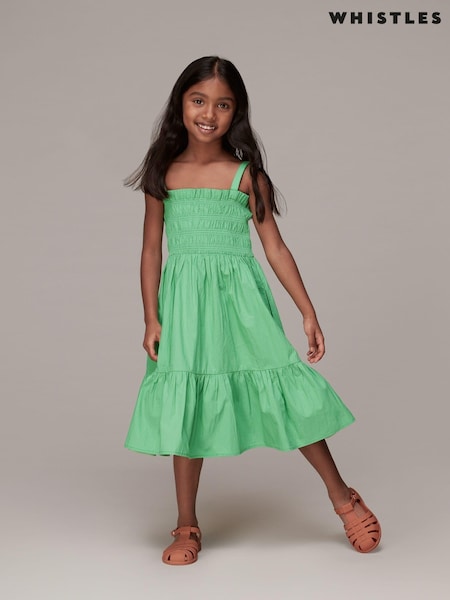 Whistles Green Kids Penelope 100% Cotton Sundress (AB7196) | AED245