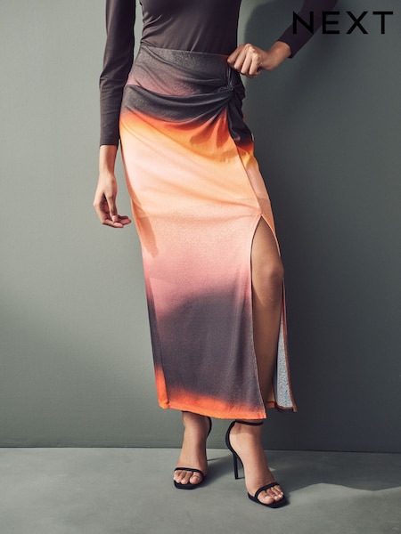 Orange Sarong Maxi Skirt (AB7278) | 171 QAR