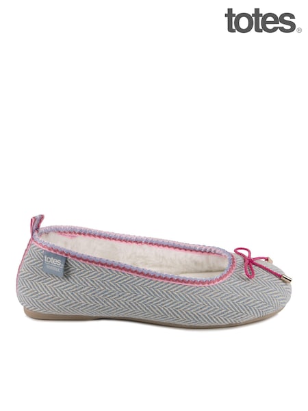 Totes Blue Ladies Isotoner Herringbone Ballet Slippers (AB7394) | €47