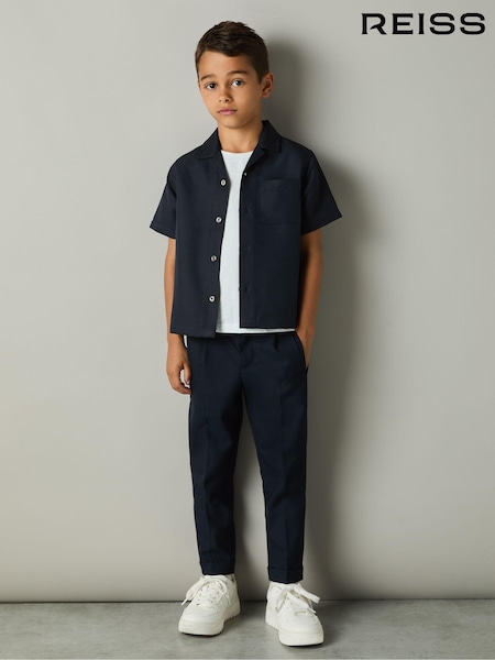 Marinen - Reiss Skjorter med kubansk krage i japansk twill (AB7421) | kr561