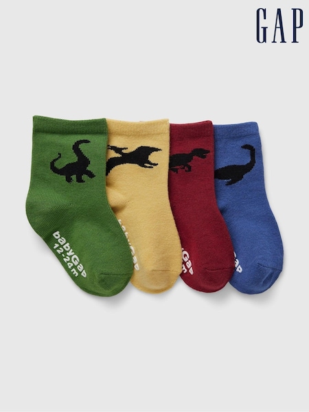 Gap 4 Pack Dinosaur Crew Socks (Newborn-5yrs) (AB7447) | 11 €