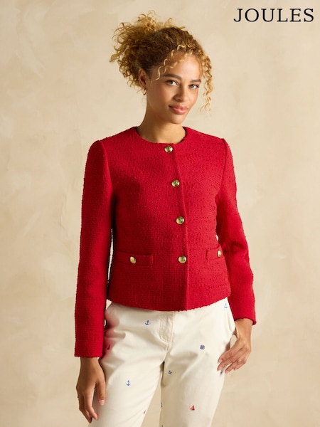 Joules Hampstead Red Boucle Jacket (AB7536) | 445 QAR