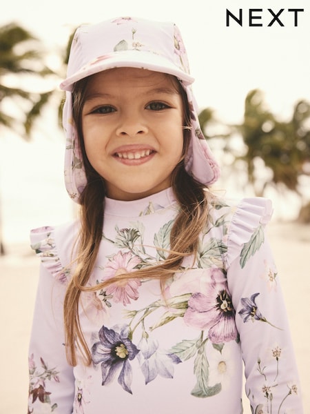 Lilac Purple Floral Swim Cap (3mths-10yrs) (AB7607) | 1,645 ISK - 2,080 ISK